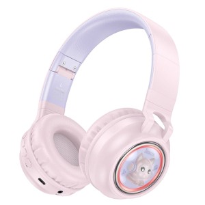 Słuchawki bezprzewodowe nagłowe bluetooth 10h  W50 kotek różowe Hoco