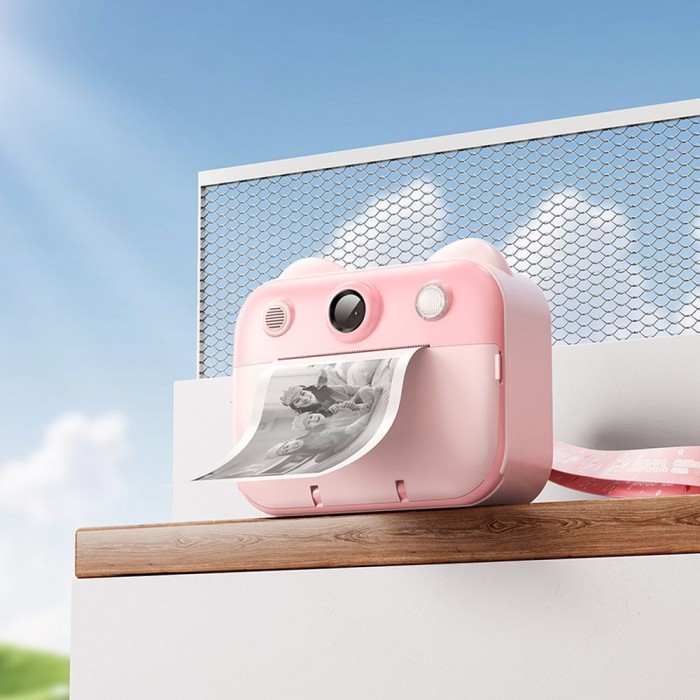 HOCO dziecięcy aparat cyfrowy z drukarką i funkcją selfie DV204 różowy (4).jpg