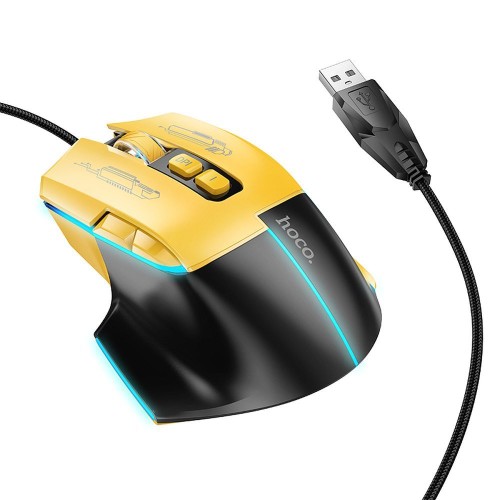 HOCO mysz komputerowa gamingowa przewodowa USB A 3600DPI GM31 czarno żółta (5).jpg