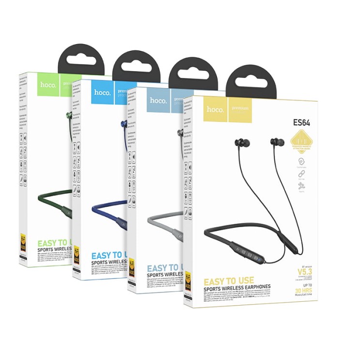 Słuchawki bezprzewodowe sportowe bluetooth 30h IPX5 ES64 szare Hoco (3).jpg
