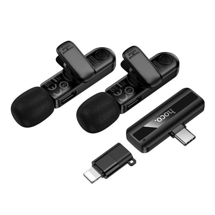 Mikrofon bezprzewodowy podwójny Lightning  USB C Hoco L20A czarny (8).jpg