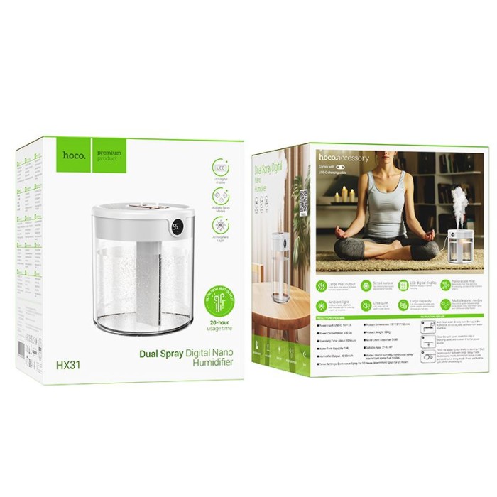 Nawilżacz powietrza Hoco z wyświetlaczem HX31 biały (1).jpg