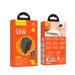 Ładowarka do telefonu 2 x USB C + 2 x USB A QC3.0 PD 3A 30W + kabel USB C do USB C N56 czarna Hoco