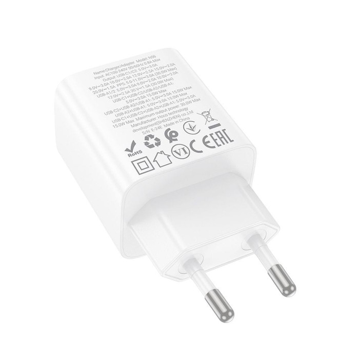 Ładowarka sieciowa do telefonu Hoco 2 x USB C + 2 x USB A QC3.0 PD 3A 30W N56 biała (4).jpg