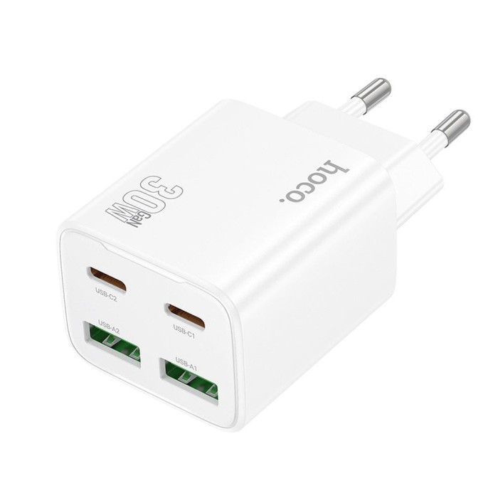 Ładowarka sieciowa do telefonu Hoco 2 x USB C + 2 x USB A QC3.0 PD 3A 30W N56 biała (5).jpg