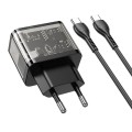 Ładowarka sieciowa do telefonu Hoco USB A + USB C QC3.0 PD 3A 20W + kabel USB C do USB C N34 transparentna (5).jpg