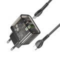 Ładowarka sieciowa do telefonu Hoco USB A + USB C QC3.0 PD 3A 20W + kabel USB C do USB C N34 transparentna (7).jpg