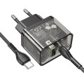 Ładowarka sieciowa do telefonu Hoco USB A + USB C QC3.0 PD 3A 20W + kabel USB C do USB C N34 transparentna (8).jpg