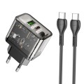 Ładowarka sieciowa do telefonu Hoco USB A + USB C QC3.0 PD 3A 20W + kabel USB C do USB C N34 transparentna (9).jpg
