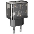 Ładowarka sieciowa do telefonu Hoco USB A + USB C QC3.0 PD 3A 20W N34 transparentna (6).jpg