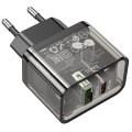 Ładowarka sieciowa do telefonu Hoco USB A + USB C QC3.0 PD 3A 20W N34 transparentna (8).jpg