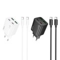 Ładowarka sieciowa do telefonu Hoco USB A + USB C QC3.0 PD 3A 20W + kabel USB C do USB C N52 biała (4).jpg