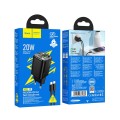 Ładowarka sieciowa do telefonu Hoco USB A + USB C QC3.0 PD 3A 20W + kabel USB C do Lightning N52 czarna (2).jpg