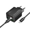 Ładowarka sieciowa do telefonu Hoco 2 x USB C + 2 x USB A QC3.0 PD 3A 20W + kabel USB C do Lightning N55 czarna (6).jpg