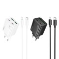 Ładowarka sieciowa do telefonu Hoco 2 x USB C + 2 x USB A QC3.0 PD 3A 20W + kabel USB C do Lightning N55 biała (4).jpg