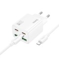 Ładowarka sieciowa do telefonu Hoco 2 x USB C + 2 x USB A QC3.0 PD 3A 20W + kabel USB C do Lightning N55 biała (6).jpg
