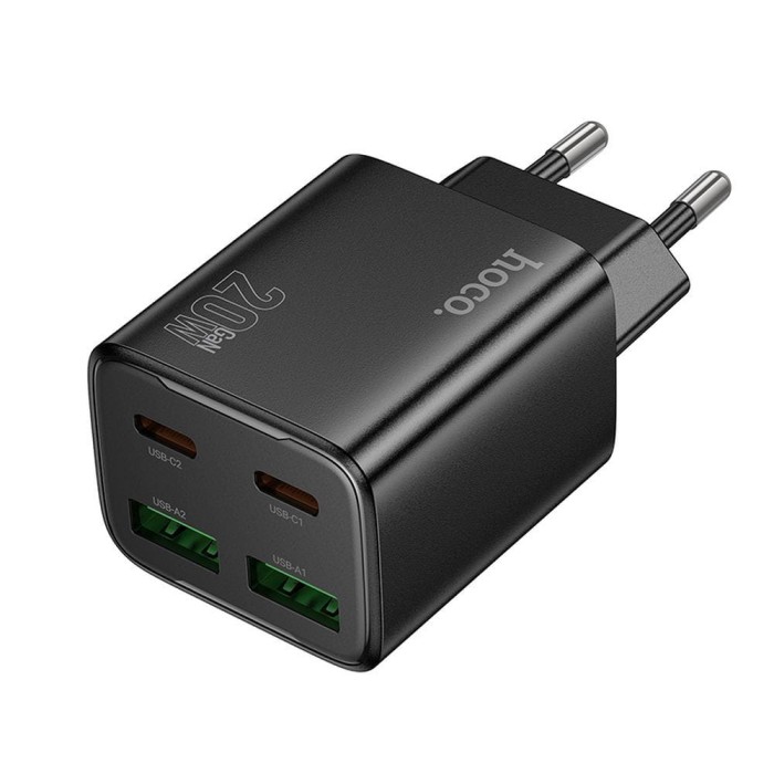 Ładowarka sieciowa do telefonu Hoco 2 x USB C + 2 x USB A QC3.0 PD 3A 20W N55 czarna (7).jpg