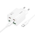Ładowarka sieciowa do telefonu Hoco 2 x USB C + 2 x USB A QC3.0 PD 3A 20W + kabel USB C do USB C N55 biała (1).jpg