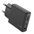 Ładowarka sieciowa do telefonu Hoco Slim USB A + USB C QC3.0 PD 3A 20W N38 czarna (7).jpg