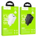 Ładowarka sieciowa do telefonu Hoco USB A + USB C QC3.0 PD AFC 3A 30W N71 czarna (1).jpg