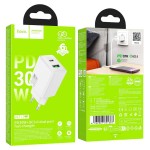 Ładowarka do telefonu USB A + USB C QC3.0 PD AFC 3A 30W N71 biała Hoco