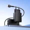 Ładowarka sieciowa do telefonu Hoco USB A + USB C QC3.0 PS AFC 3A 30W + kabel USB C do USB C N71 czarna (2).jpg