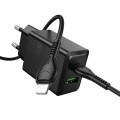 Ładowarka sieciowa do telefonu Hoco USB A + USB C QC3.0 PS AFC 3A 30W + kabel USB C do USB C N71 czarna (4).jpg