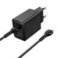 Ładowarka sieciowa do telefonu Hoco USB A + USB C QC3.0 PS AFC 3A 30W + kabel USB C do USB C N71 czarna (5).jpg