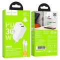 Ładowarka sieciowa do telefonu Hoco USB A + USB C QC3.0 PS AFC 3A 30W + kabel USB C do USB C N71 biała (1).jpg