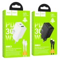 Ładowarka sieciowa do telefonu Hoco USB A + USB C QC3.0 PS AFC 3A 30W + kabel USB C do USB C N71 biała (2).jpg