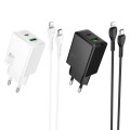 Ładowarka sieciowa do telefonu Hoco USB A + USB C QC3.0 PS AFC 3A 30W + kabel USB C do USB C N71 biała (4).jpg