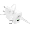 Ładowarka sieciowa do telefonu Hoco USB A + USB C QC3.0 PS AFC 3A 30W + kabel USB C do USB C N71 biała (6).jpg