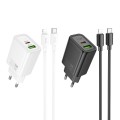 Ładowarka sieciowa do telefonu Hoco USB A + USB C QC3.0 PD 3A 30W + kabel USB C do Lightning N63 czarna (4).jpg
