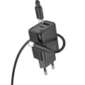 Ładowarka sieciowa do telefonu Hoco USB A + USB C QC3.0 PD 3A 30W + kabel USB C do Lightning N63 czarna (6).jpg