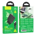 Ładowarka sieciowa do telefonu Hoco Slim USB C QC PD 30W + kabel USB C do Lightning N37 czarna.webp