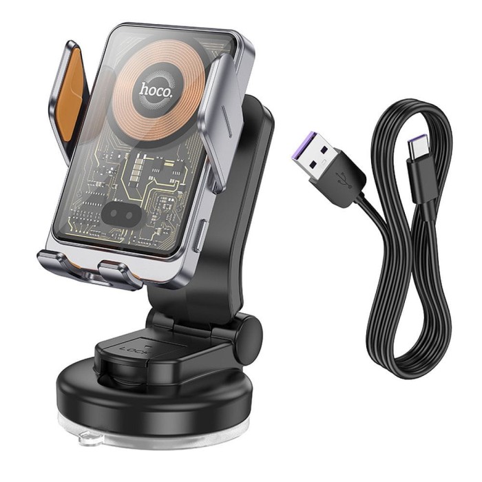 Uchwyt na telefon do samochodu indukcyjny Hoco 15 W do szyby  deski HW8 czarny (4).jpg