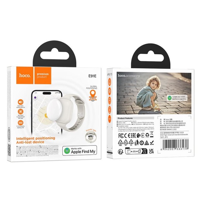 Lokalizator zgodny z Apple Find My Hoco w formie opaski E91E szary (1).jpg