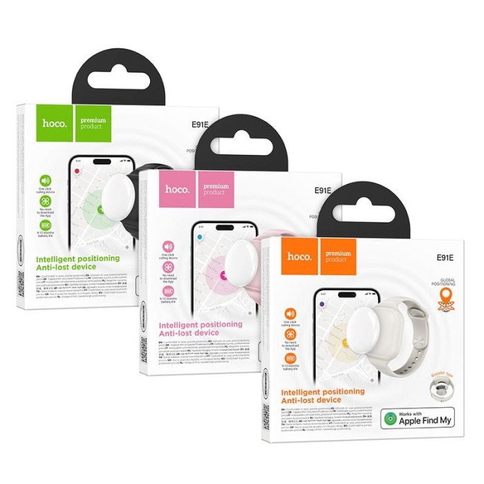 Lokalizator zgodny z Apple Find My Hoco w formie opaski E91E czarny (3).jpg