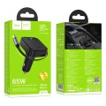 Ładowarka samochodowa Hoco ze zwijanym kablem 2 x USB C + USB A QC PD 65W NZ18 czarna (1).jpg