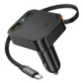 Ładowarka samochodowa Hoco ze zwijanym kablem 2 x USB C + USB A QC PD 65W NZ18 czarna (8).jpg