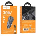Ładowarka samochodowa Hoco USB A + USB C QC3.0 PD 30W + kabel USB C do Lightning Z57A czarna (1).jpg