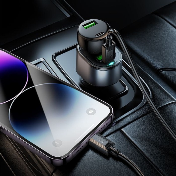 Ładowarka samochodowa Hoco USB A + USB C + gniazdo zapalniczki PD QC3.0 3A 35W Z56 czarna (2).jpg