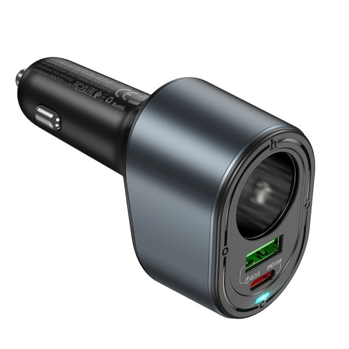 Ładowarka samochodowa Hoco USB A + USB C + gniazdo zapalniczki PD QC3.0 3A 35W Z56 czarna (6).jpg
