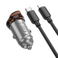 Ładowarka samochodowa Hoco USB C QC PD 30W + kabel USB C do Lightning NZ16 szara (5).jpg
