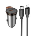 Ładowarka samochodowa Hoco USB C QC PD 30W + kabel USB C do Lightning NZ16 szara (9).jpg