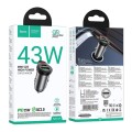 Ładowarka samochodowa Hoco USB A + USB C QC3.0 PD 43W + kabel USB C do USB C NZ16A szara (1).jpg