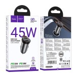 Ładowarka samochodowa 2 x USB C QC PD 45W NZ16B szara Hoco