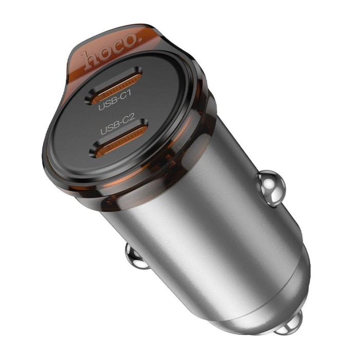 Ładowarka samochodowa Hoco 2 x USB C QC PD 45W NZ16B szara (4).jpg
