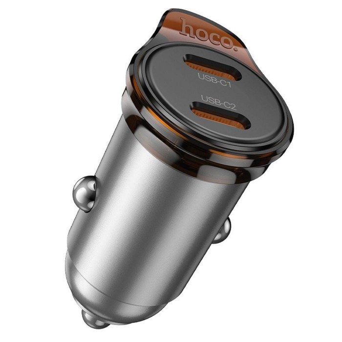 Ładowarka samochodowa Hoco 2 x USB C QC PD 45W NZ16B szara (8).jpg