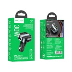 Ładowarka samochodowa USB A + USB C PD QC3.0 5A 30W z wyświetlaczem + transmiter FM BT E70 czarny Hoco